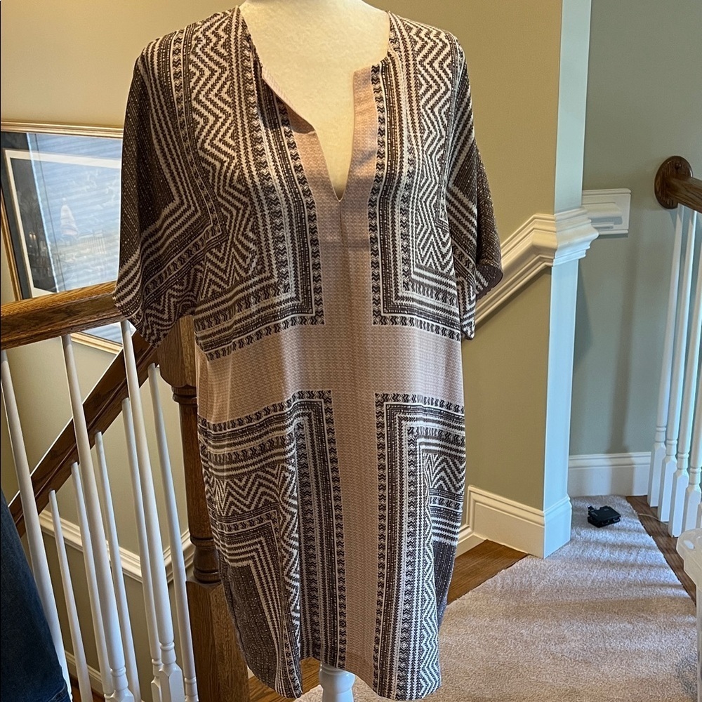 BCBGMaxAzria Harlan Geometric Midi Dress - Sesame Seed, NWT, Large